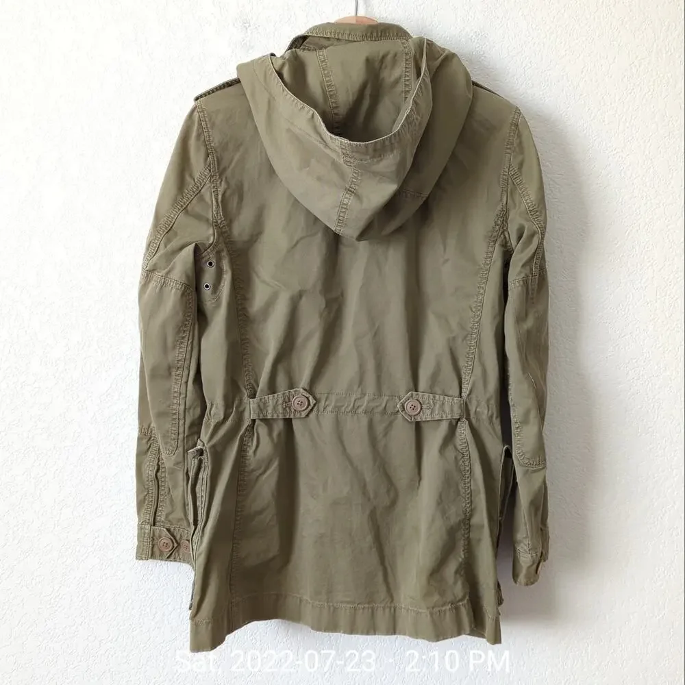 J. Crew Women's Boyfriend Fatigue Military Parka Jacket Size Small Utility Green